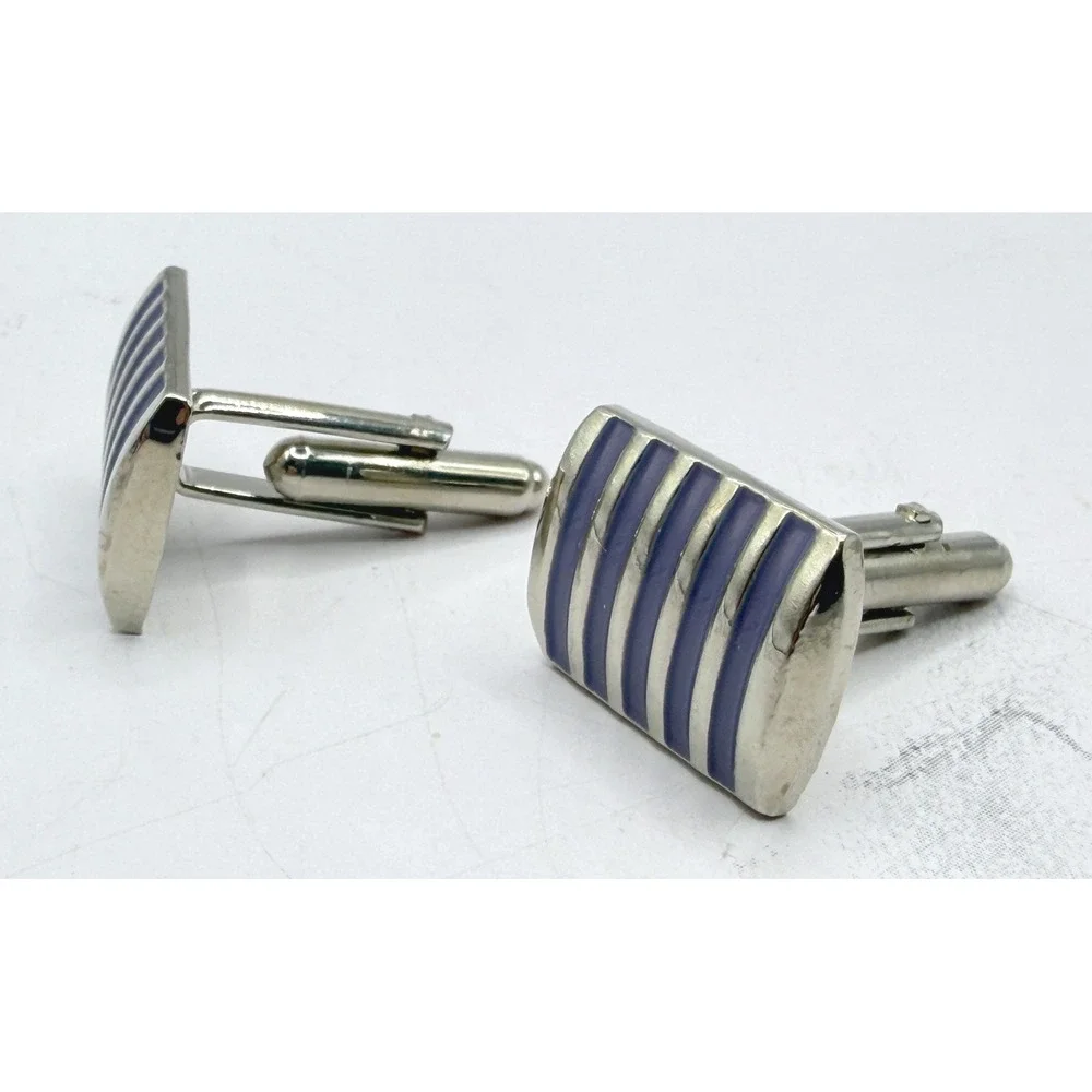 Silver Purple Bullet Back Cufflinks Vintage Style Men's Formal Jewelry